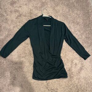 Henri Surplice Wrap Ruched Knit Top